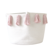 Rose Pink Tassel Basket - Large-Baskets-DECOROLALA