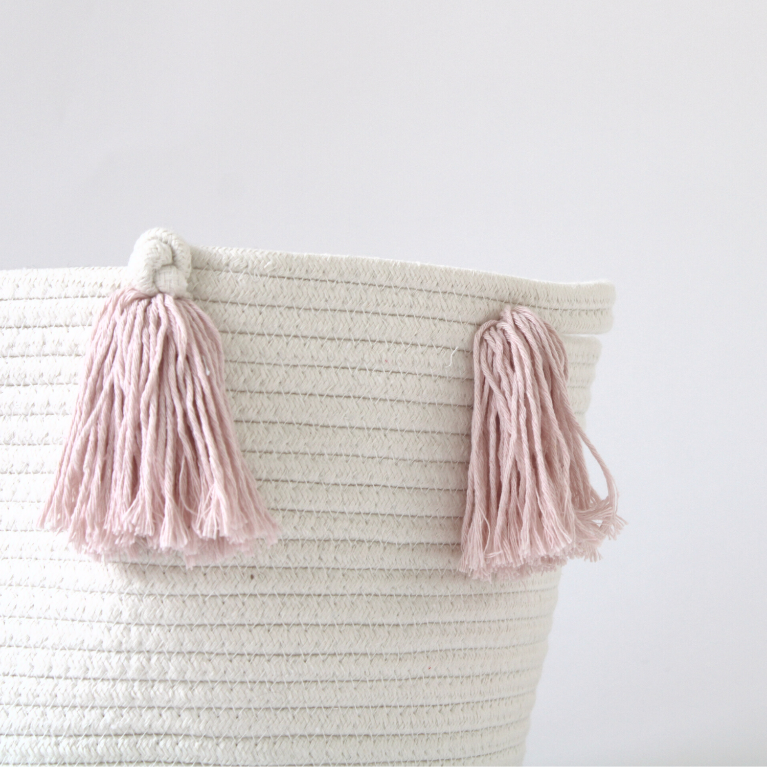 Rose Pink Tassel Basket - Medium-Basket-DECOROLALA