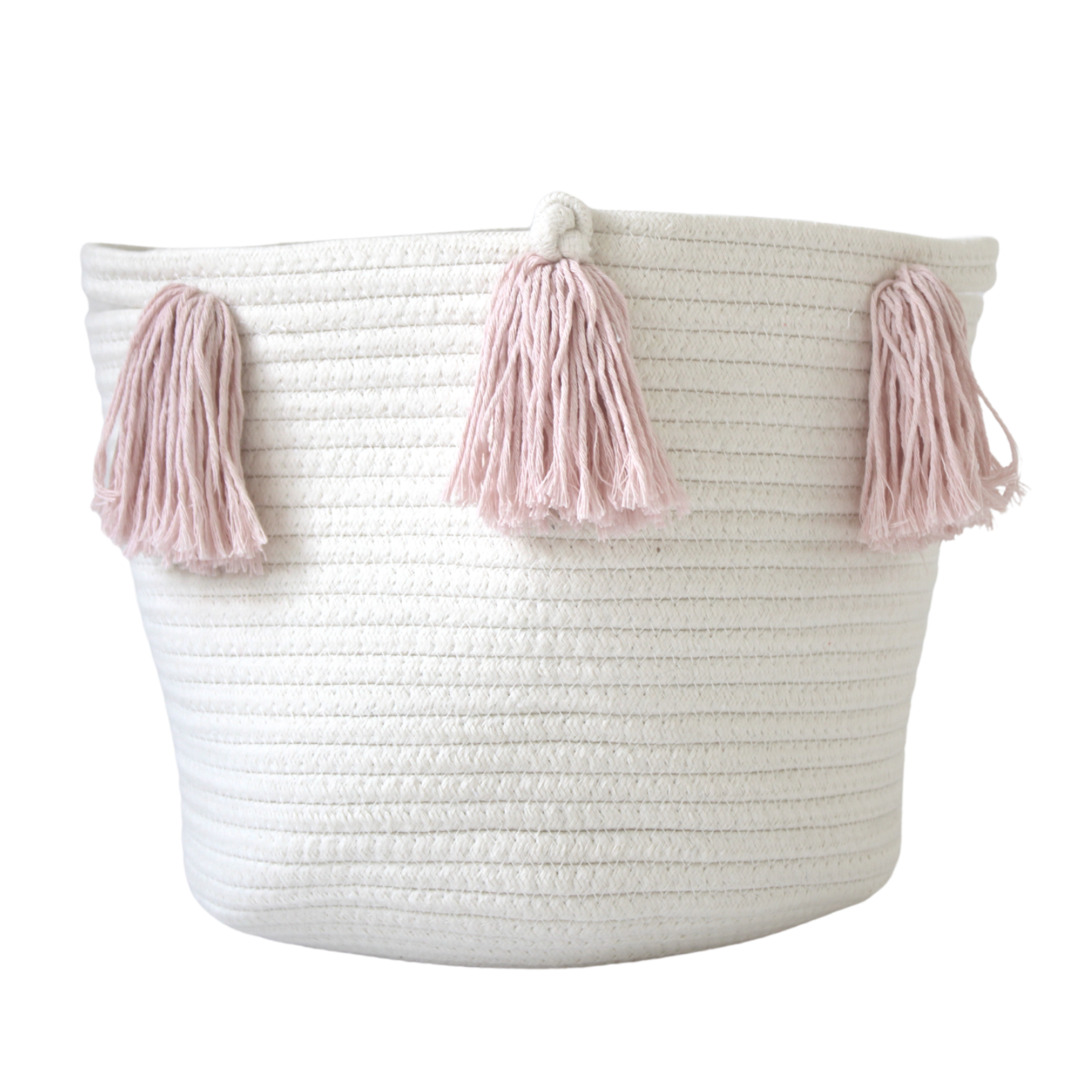 Rose Pink Tassel Basket - Medium-Basket-DECOROLALA