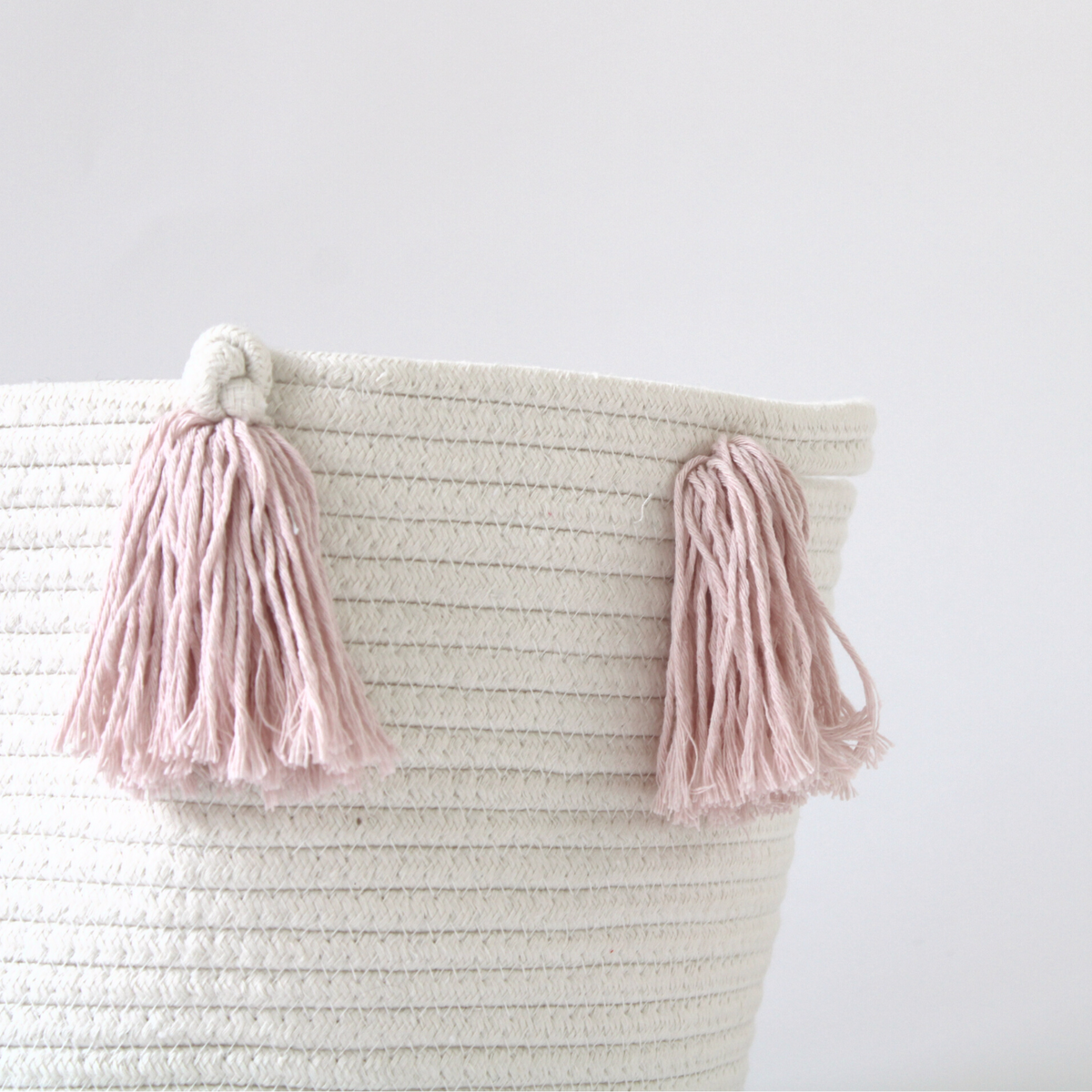 Rose Pink Tassel Basket - Medium-Baskets-DECOROLALA