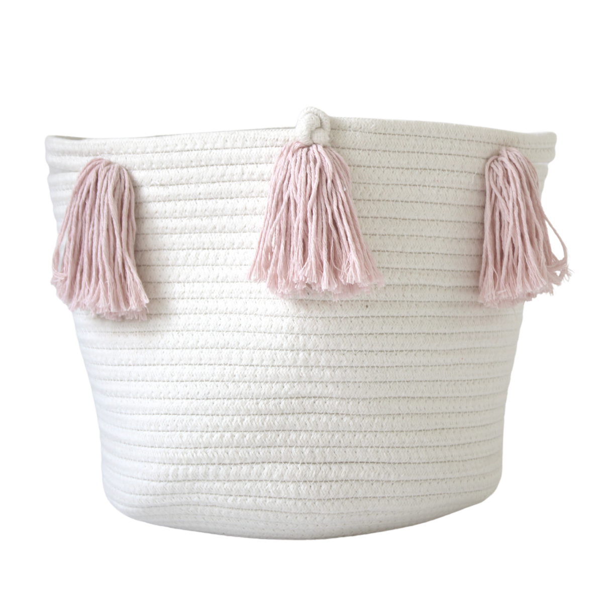 Rose Pink Tassel Basket - Medium-Baskets-DECOROLALA