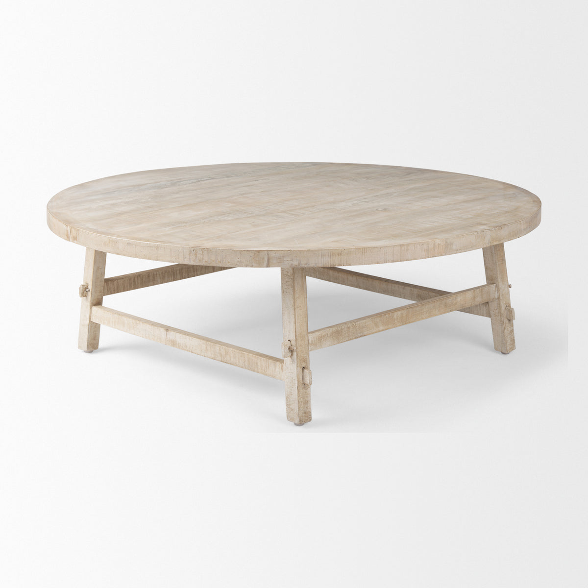 Rosie 48.0L x 48.0W x 16.0H Round Blonde Wood Coffee Table-Coffee Tables-DECOROLALA