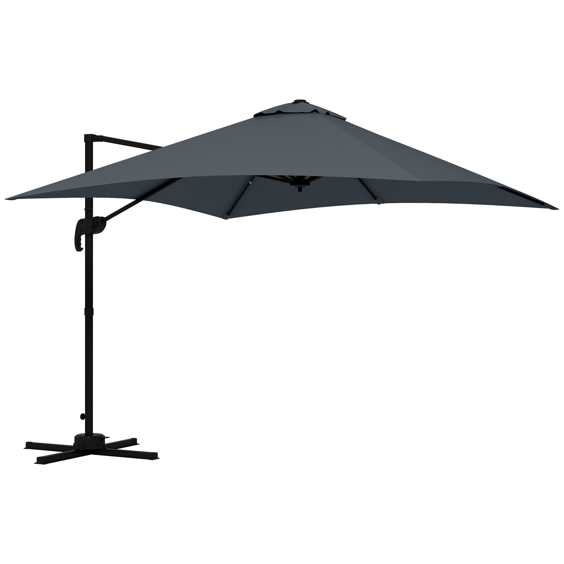 Rotatable Cantilever Umbrella, 10x10ft, Dark Grey, 360¡ Adjustable-DECOROLALA