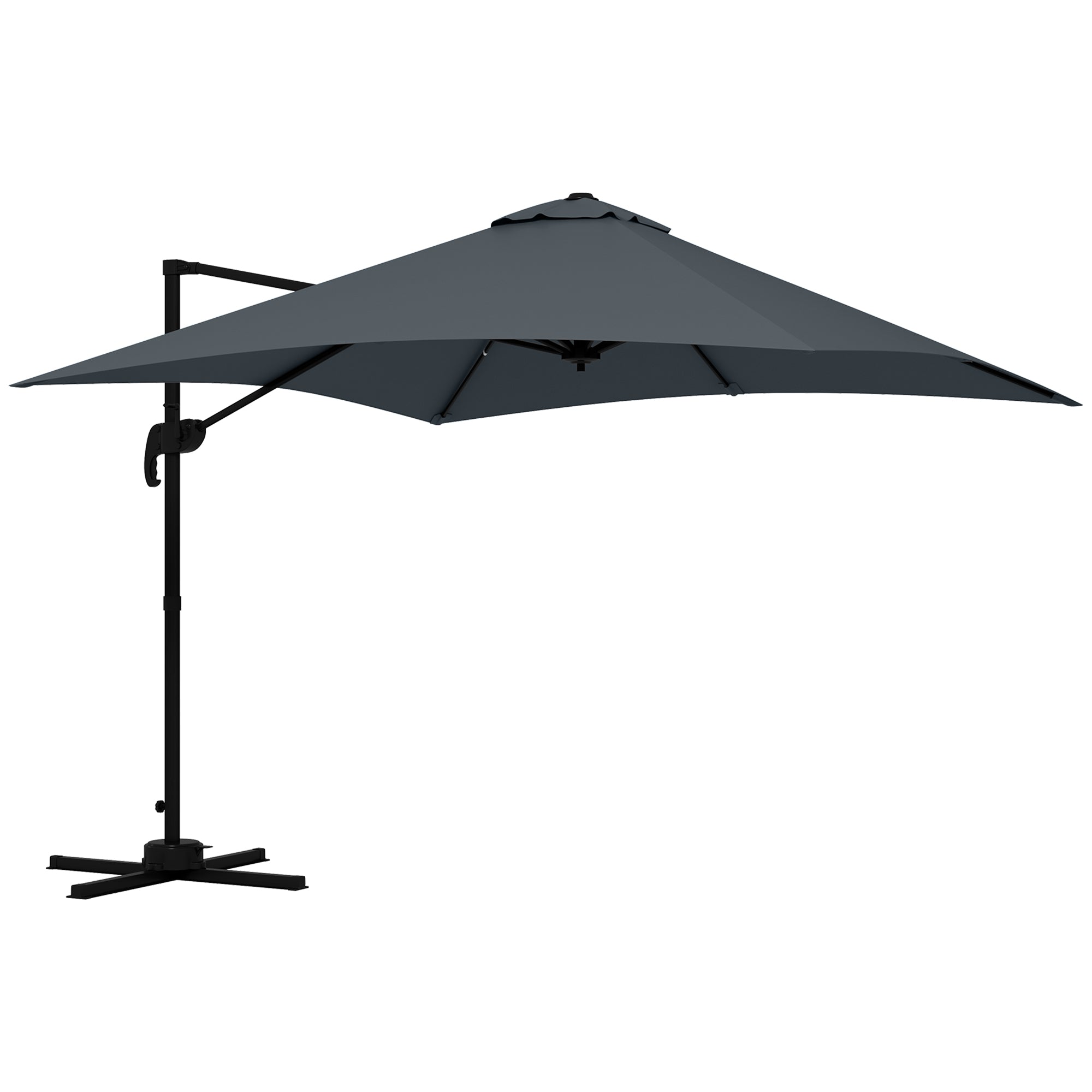 Rotatable Cantilever Umbrella, 10x10ft, Dark Grey, 360¡ Adjustable-DECOROLALA