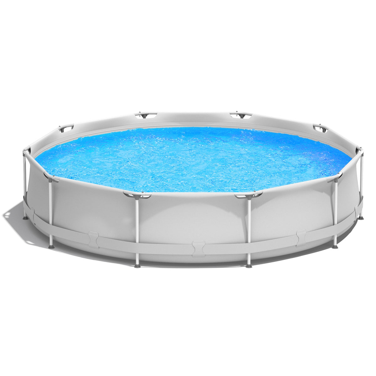 Round Above Ground Swimming Pool With Pool Cover-Gray-Swimming Pools-DECOROLALA