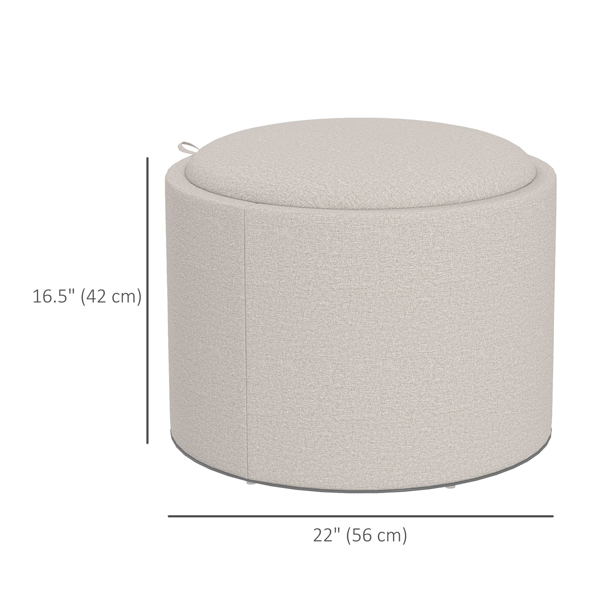 Round Coffee Table, End Table with Hidden Storage and Tray Top, Linen Upholstered Footrest for Living Room-Home Furnishings > Living Room Furniture > Coffee Tables-DECOROLALA