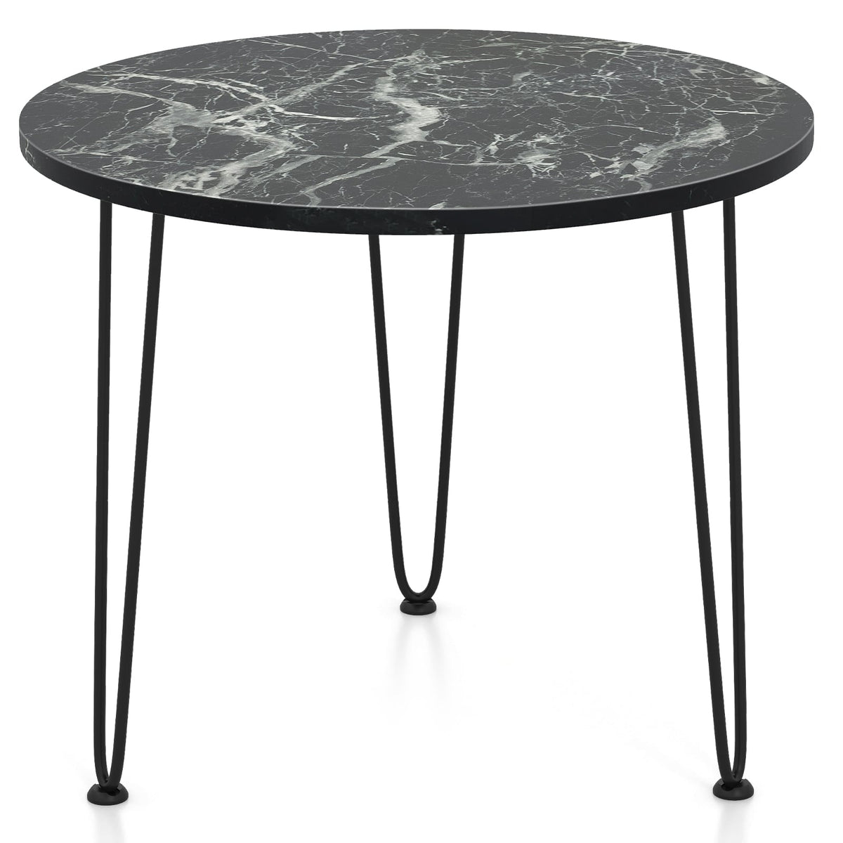 Round Coffee Table with Thickened Tabletop and Metal Tripod Legs-Black-End & Side Tables-DECOROLALA