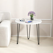Round Coffee Table with Thickened Tabletop and Metal Tripod Legs-White-End & Side Tables-DECOROLALA