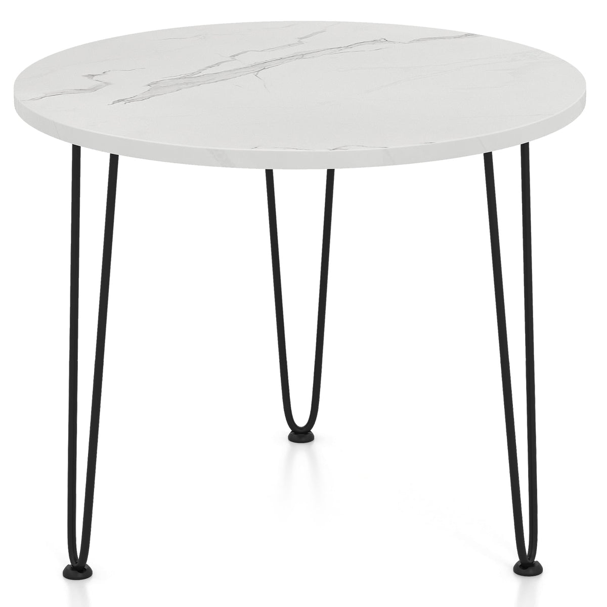 Round Coffee Table with Thickened Tabletop and Metal Tripod Legs-White-End & Side Tables-DECOROLALA