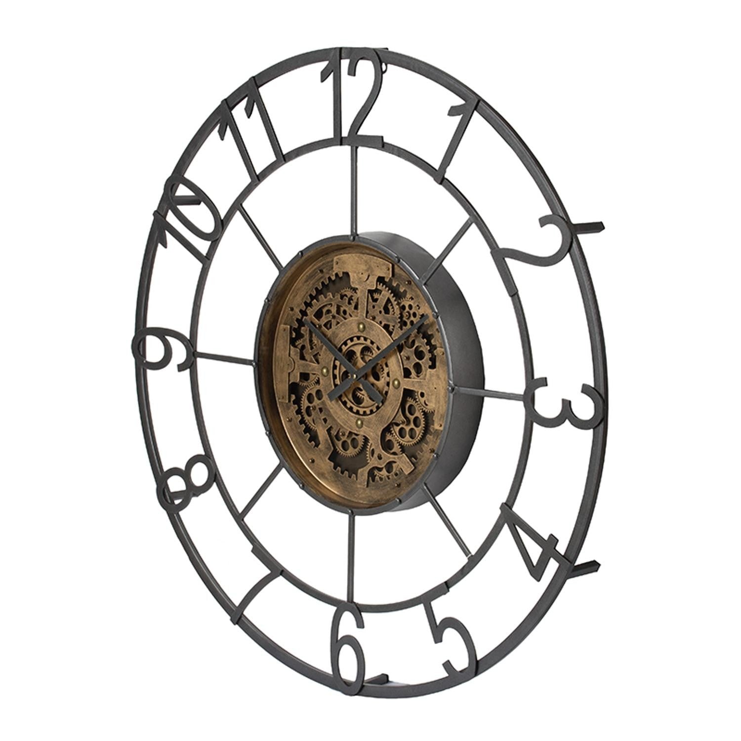 Round Decorative Gear Iron Wall Clock-Wall Clocks-DECOROLALA