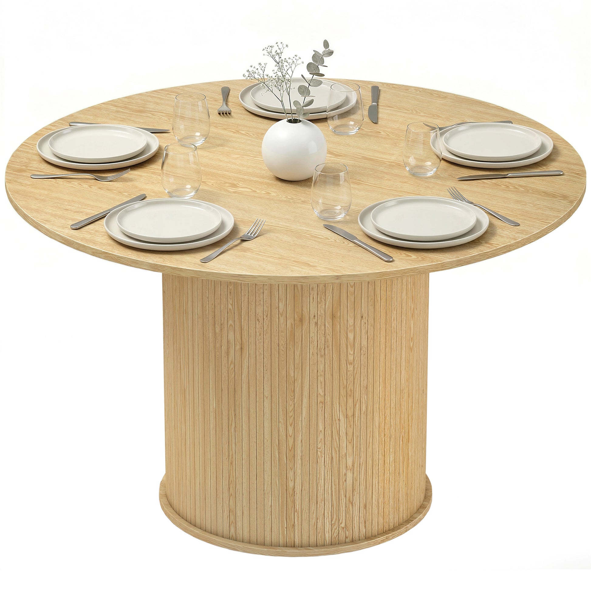 Round Dining Table 47" Seats 5 Black-DECOROLALA