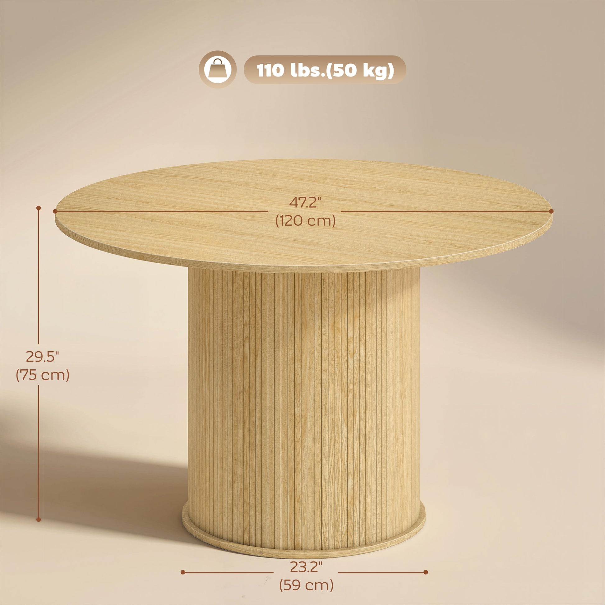 Round Dining Table 47" Seats 5 Black-DECOROLALA