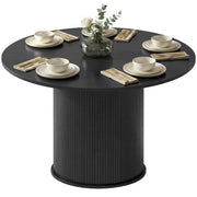Round Dining Table 47" Seats 5 Black-DECOROLALA