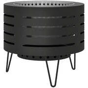 Round Fire Pit with Fire Poker, Portable Wood Burning Firepit with Ash Tray and Hairpin Legs, Outdoor Fireplace, Black-Patio & Garden > Fire Pits-DECOROLALA
