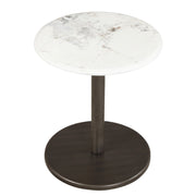 Round Marble Pedestal Side Table - White & Black 21.5"-End & Side Tables-DECOROLALA