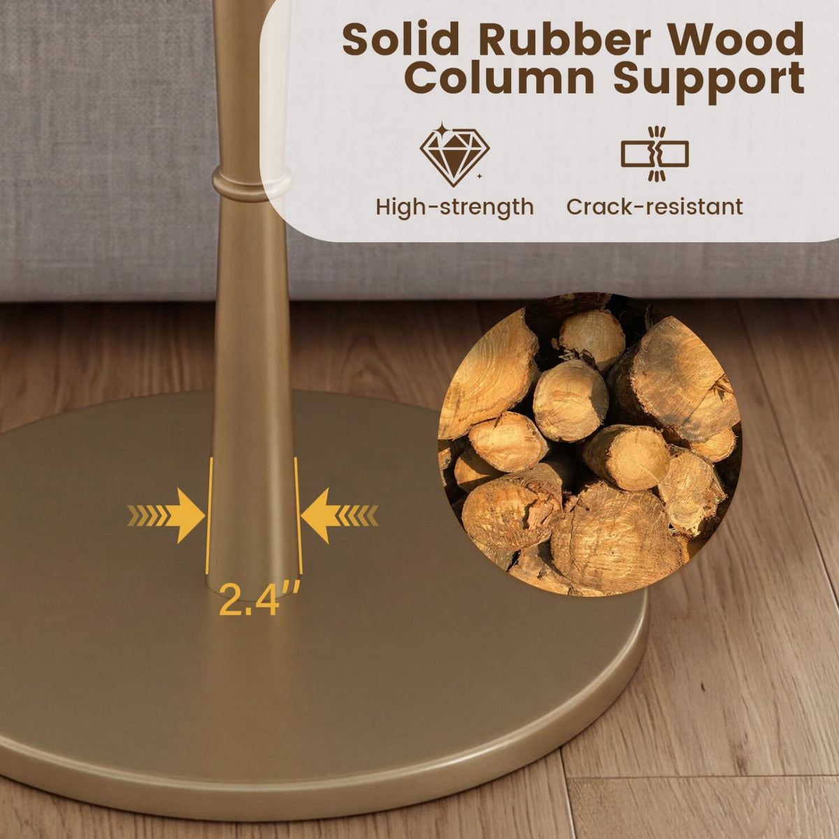 Round Marble Side Table with Stone Finish and Wooden Base for Small Spaces-White and Gold-End & Side Tables-DECOROLALA