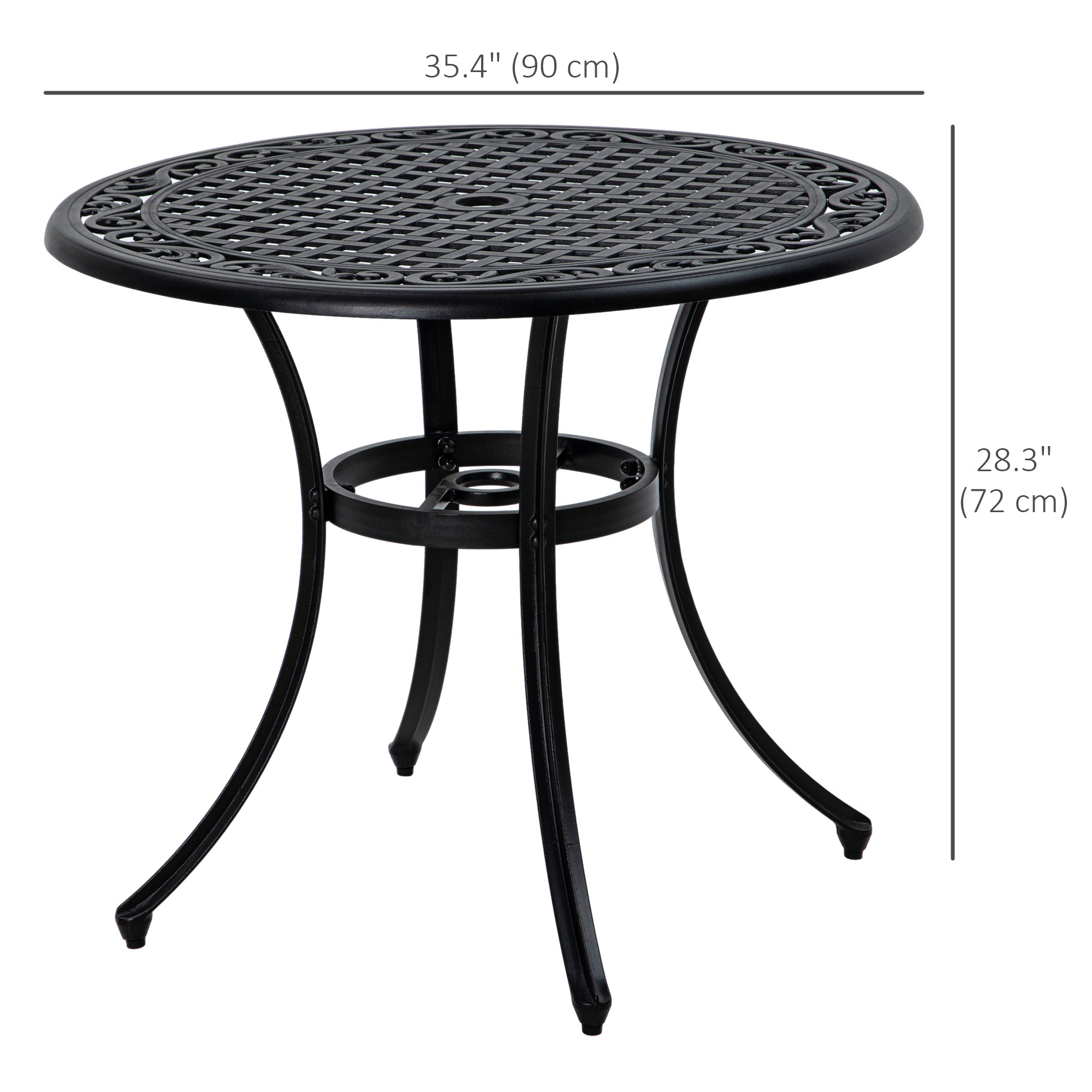 Round Outdoor Dining Table 35.5" Black-DECOROLALA