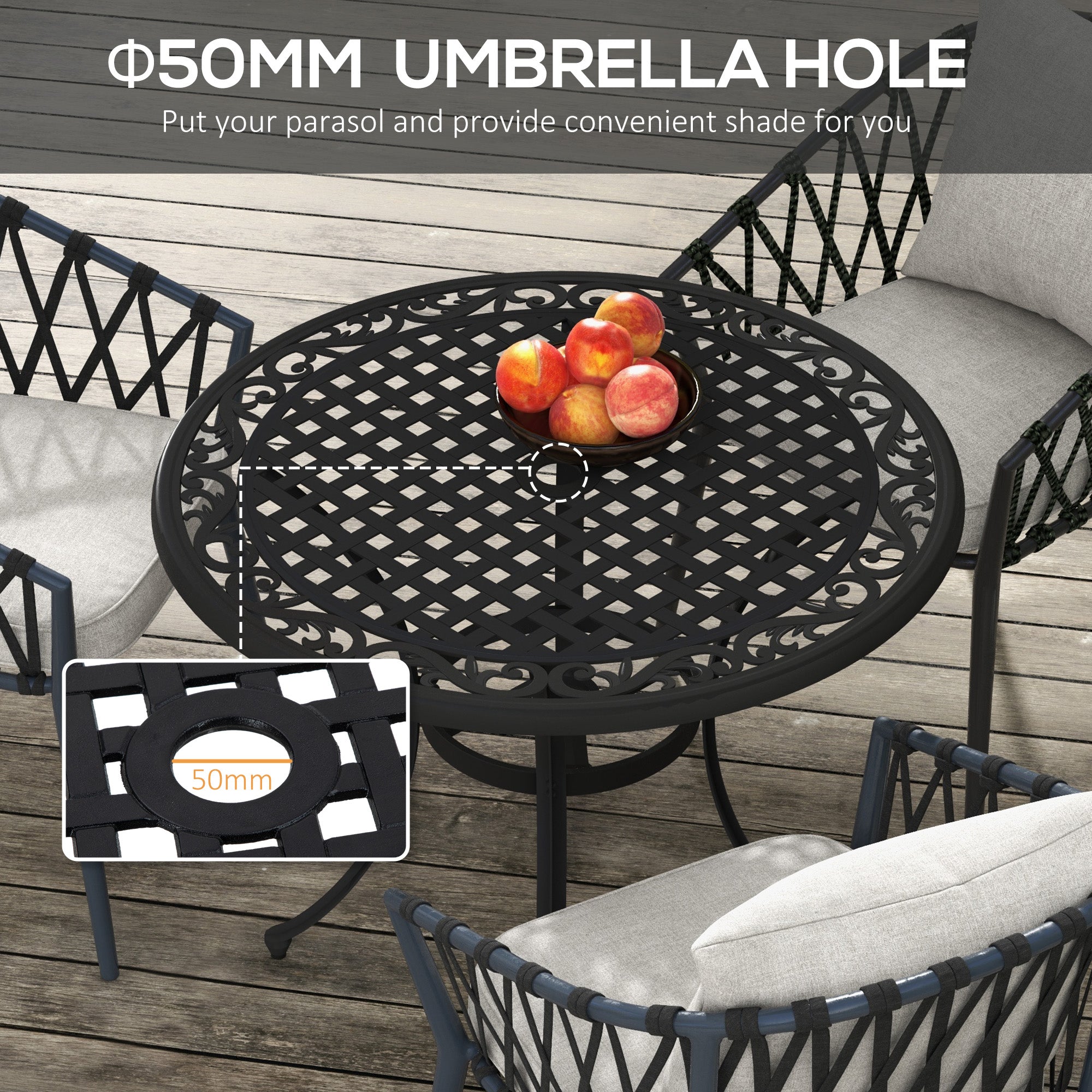 Round Outdoor Dining Table 35.5" Black-DECOROLALA
