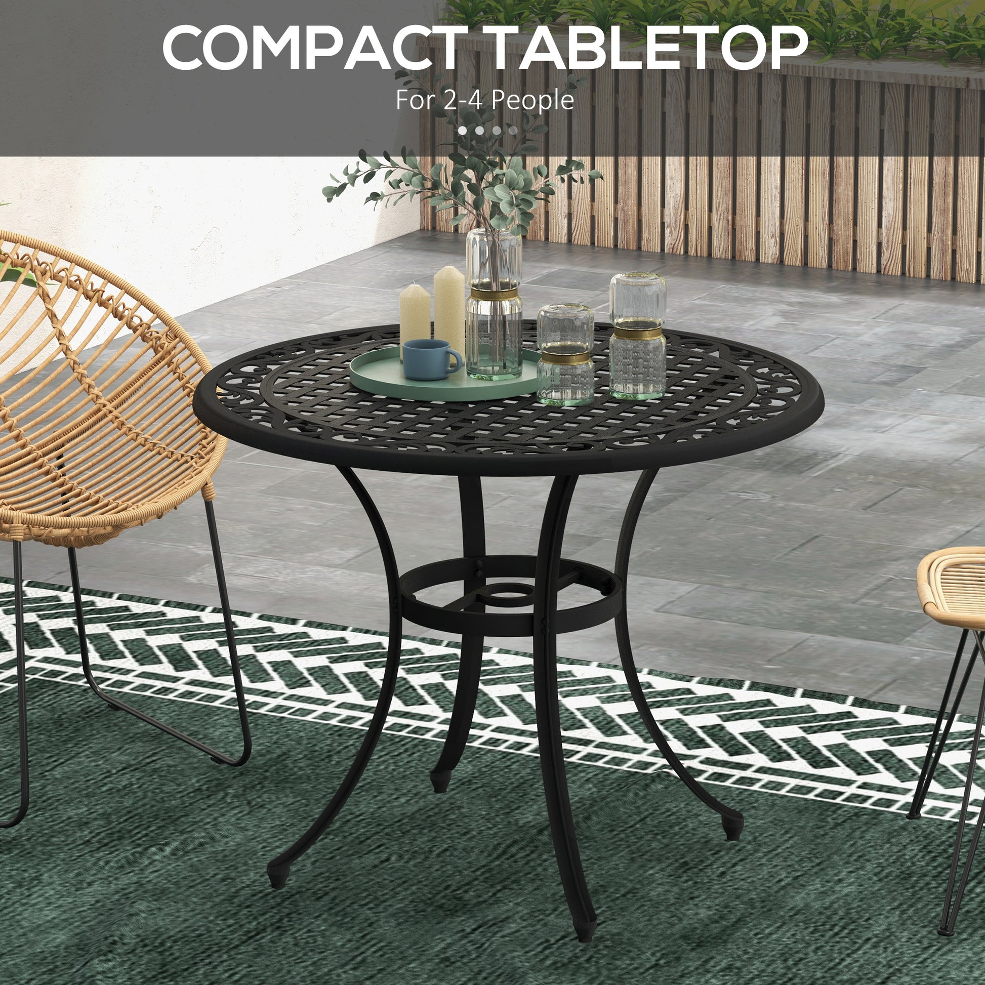 Round Outdoor Dining Table 35.5" Black-DECOROLALA