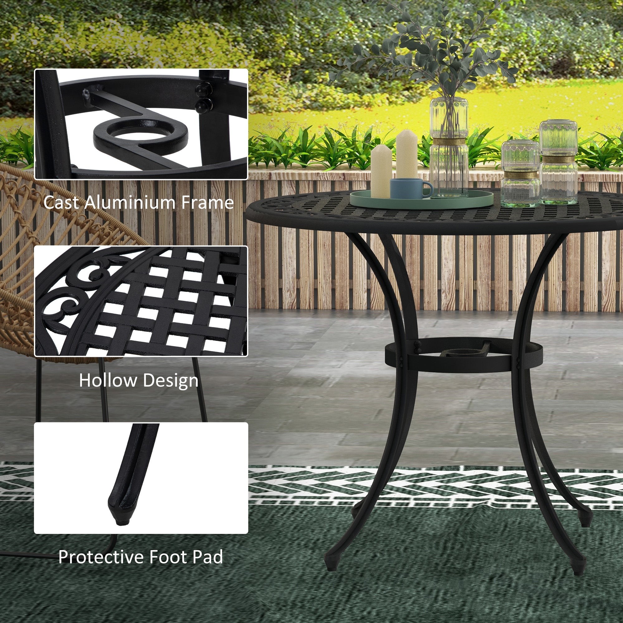 Round Outdoor Dining Table 35.5" Black-DECOROLALA