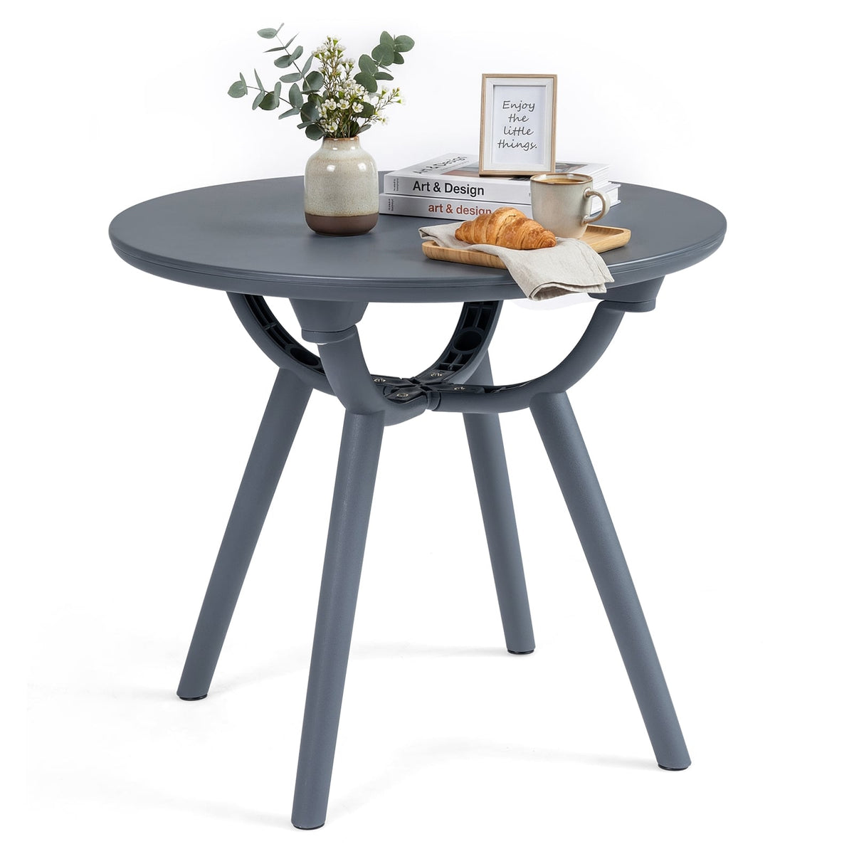 Round Patio Storage Side Table for Poolside and Balcony-1 piece-Patio Coffee Tables-DECOROLALA