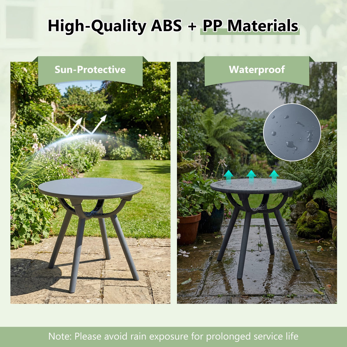 Round Patio Storage Side Table for Poolside and Balcony-1 piece-Patio Coffee Tables-DECOROLALA