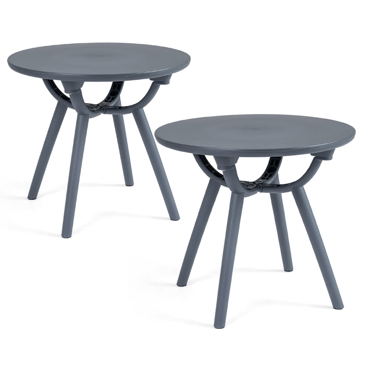 Round Patio Storage Side Table for Poolside and Balcony-set of 2-Patio Coffee Tables-DECOROLALA