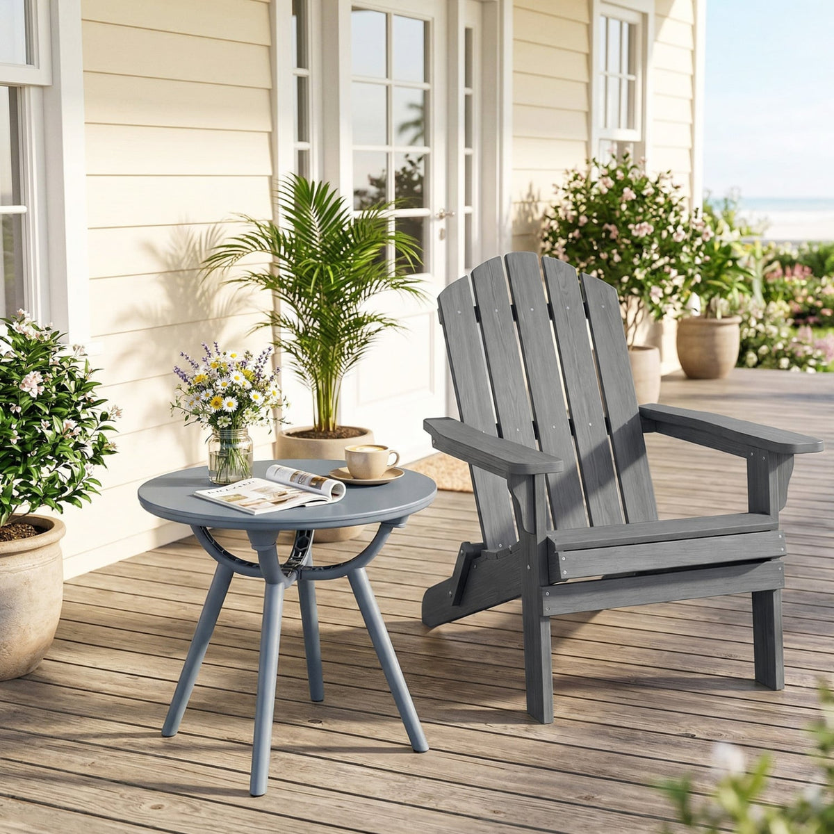 Round Patio Storage Side Table for Poolside and Balcony-set of 2-Patio Coffee Tables-DECOROLALA
