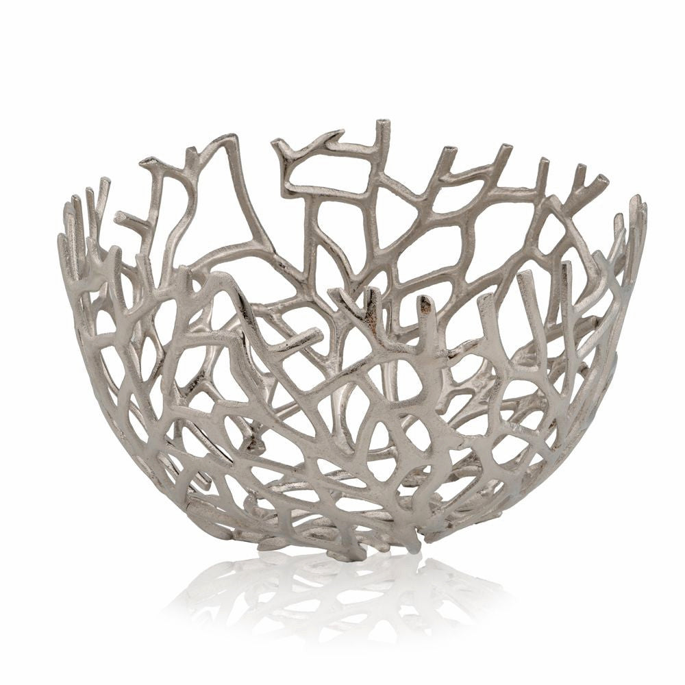 Round Silver Twigs Centerpiece Bowl-Serving Bowls-DECOROLALA
