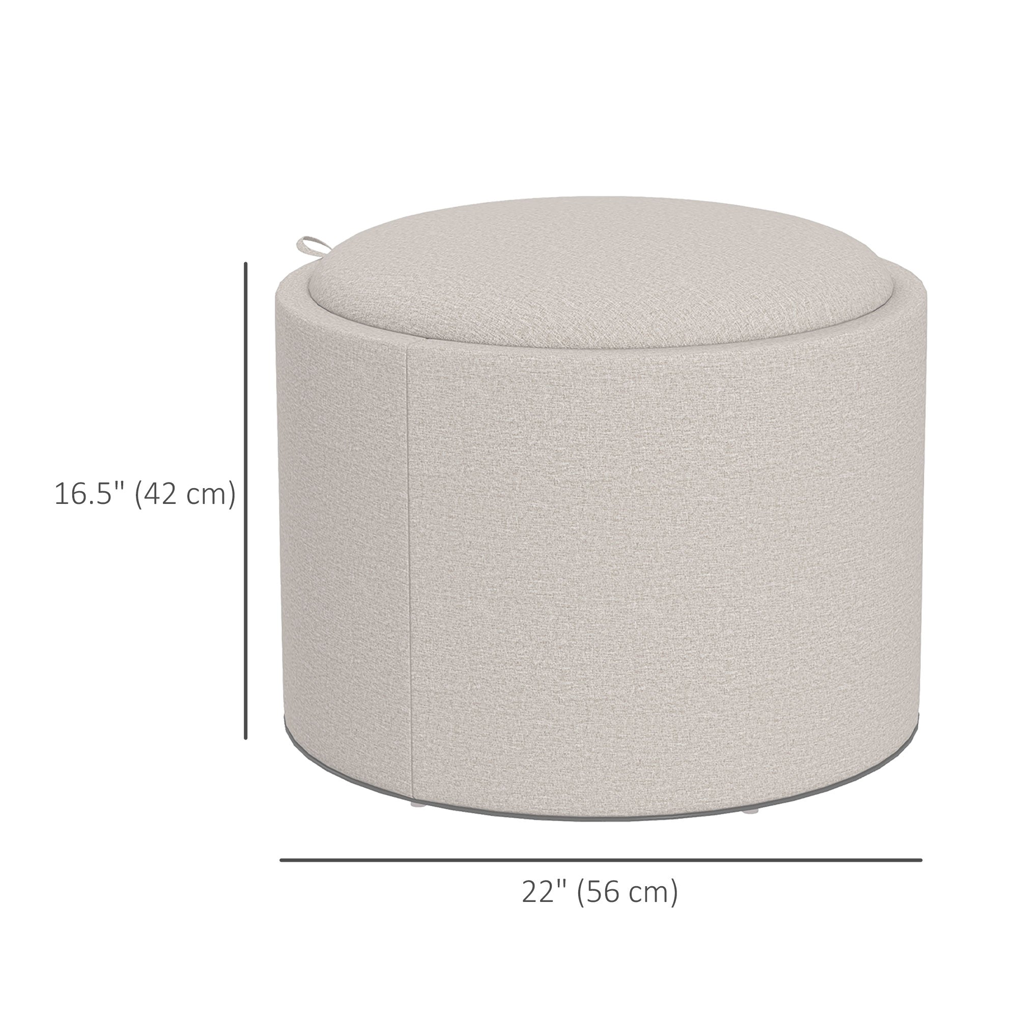 Round Storage Coffee Table - Cream White Linen Tray Top-Home Furnishings > Living Room Furniture > Coffee Tables-DECOROLALA