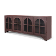 Rousseau 4 Door Closed Sideboard | Arched Glass | Burgundy Metal-Sideboards & Buffets-DECOROLALA