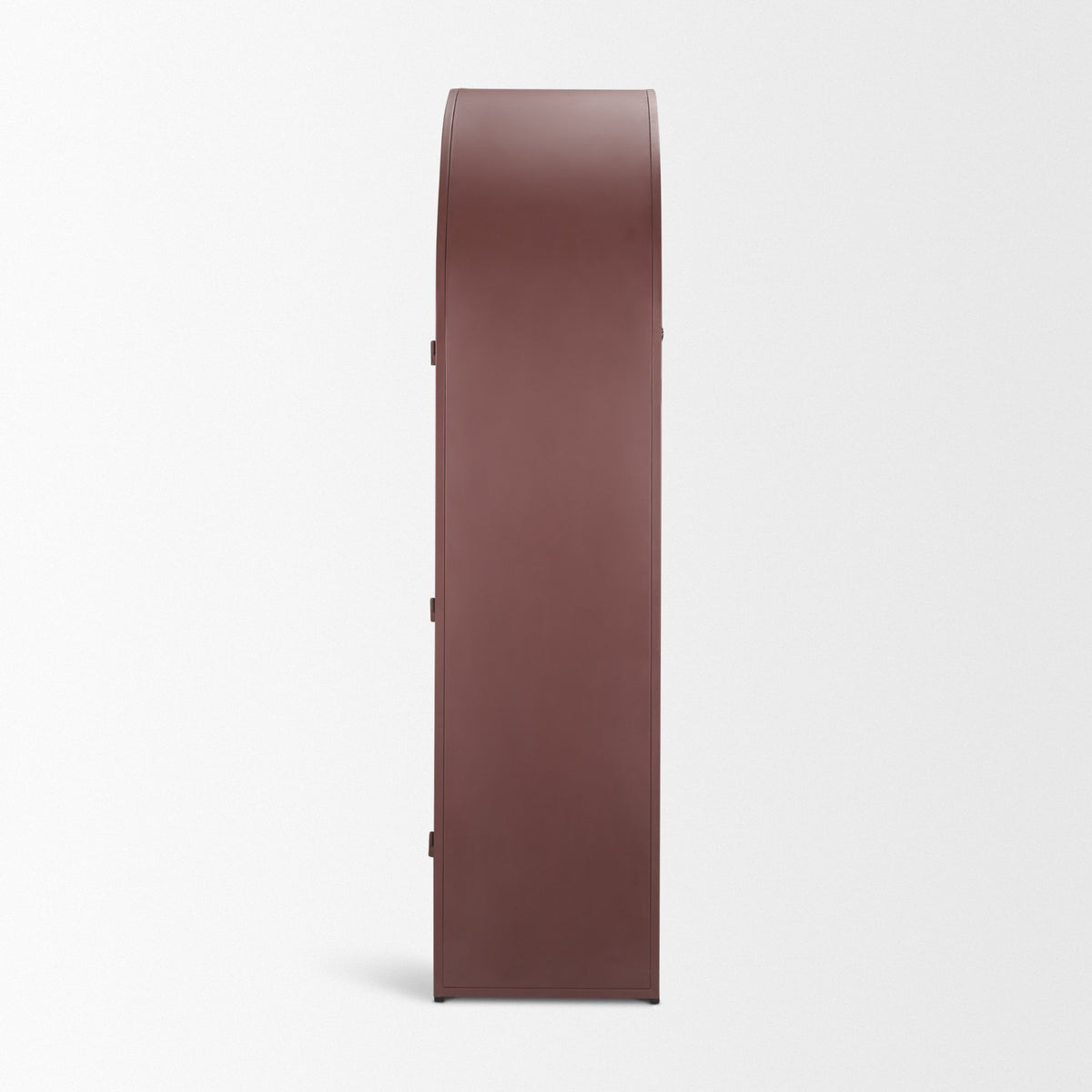 Rousseau Arched Curio Cabinet w/ Glass Doors | Burgundy Metal-Cabinets-DECOROLALA