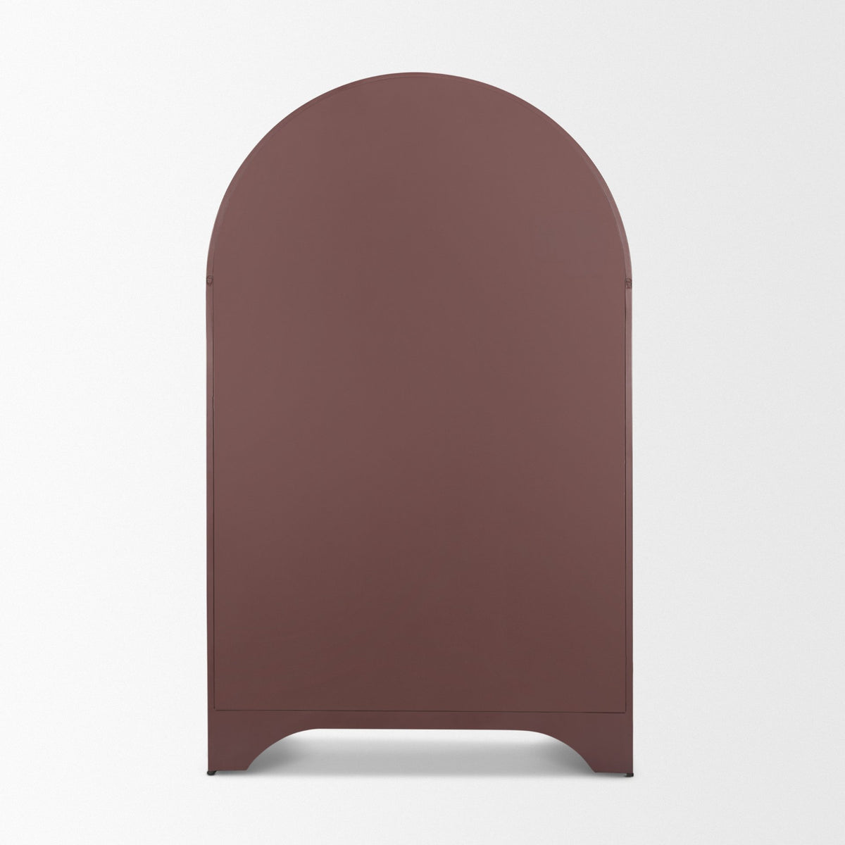 Rousseau Arched Curio Cabinet w/ Glass Doors | Burgundy Metal-Cabinets-DECOROLALA