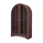 Rousseau Arched Curio Cabinet w/ Glass Doors | Burgundy Metal-Cabinets-DECOROLALA