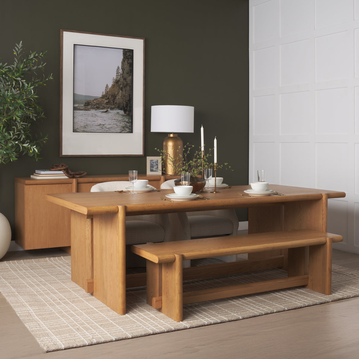 Rowan 94"L x 44"W Rectangular Dining Table | Modern | Light Brown Oak Wood | Seats 8-Dining Tables-DECOROLALA