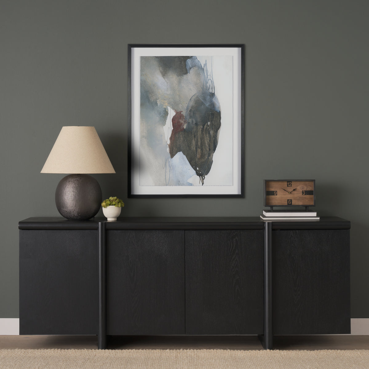 Rowan Oak Wood Closed 4 Door Sideboard-Sideboards & Buffets-DECOROLALA