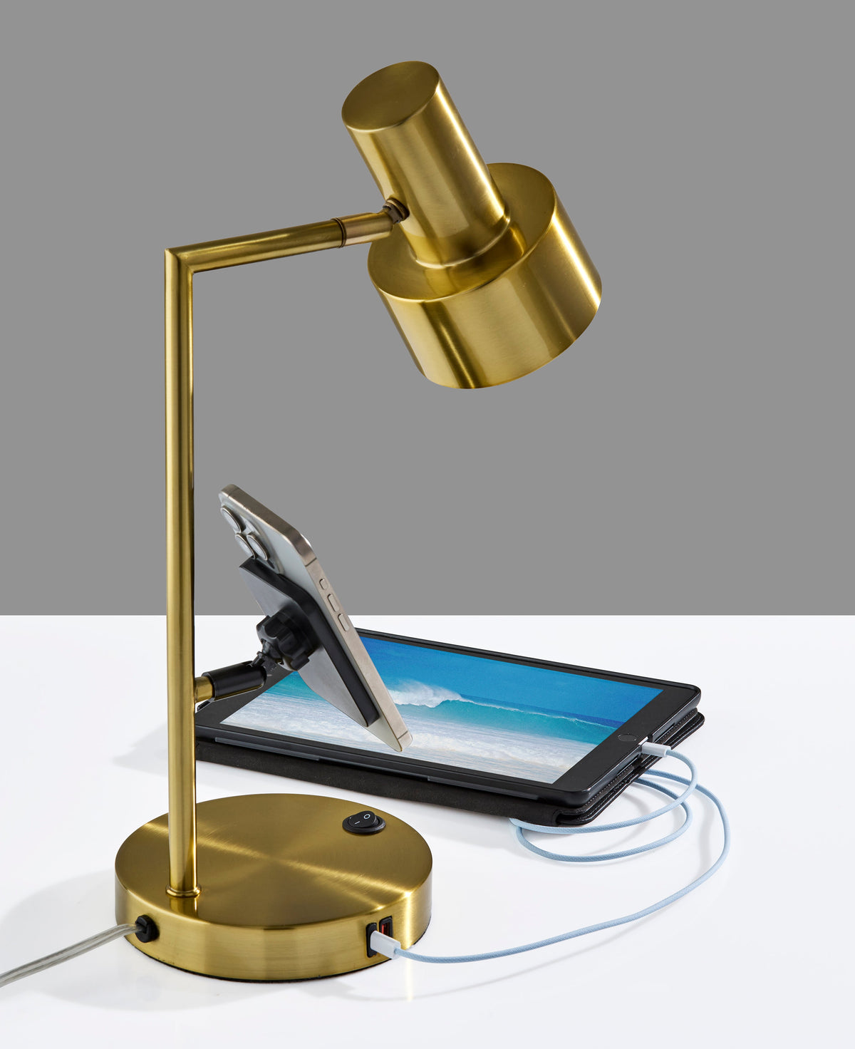 Rowe Supercharger Desk Lamp - Antique Brass-Lighting-DECOROLALA