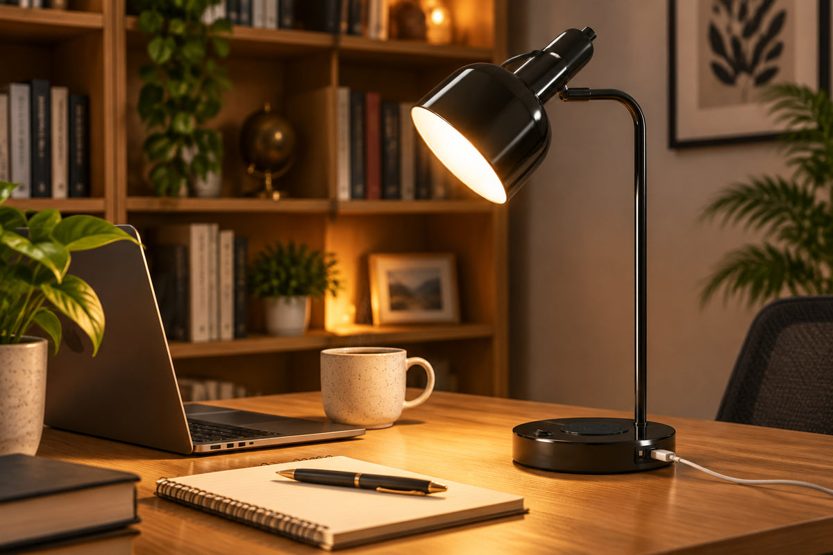 Rowe Supercharger Desk Lamp - USB Charging Black-Lighting-DECOROLALA