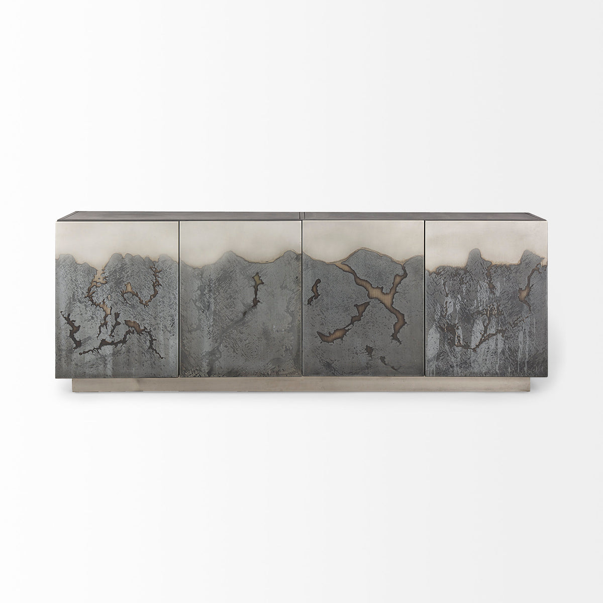 Roxdale 82.0L x 18.0W x 29.0H Acid Wash Metal Sideboard-Sideboards & Buffets-DECOROLALA