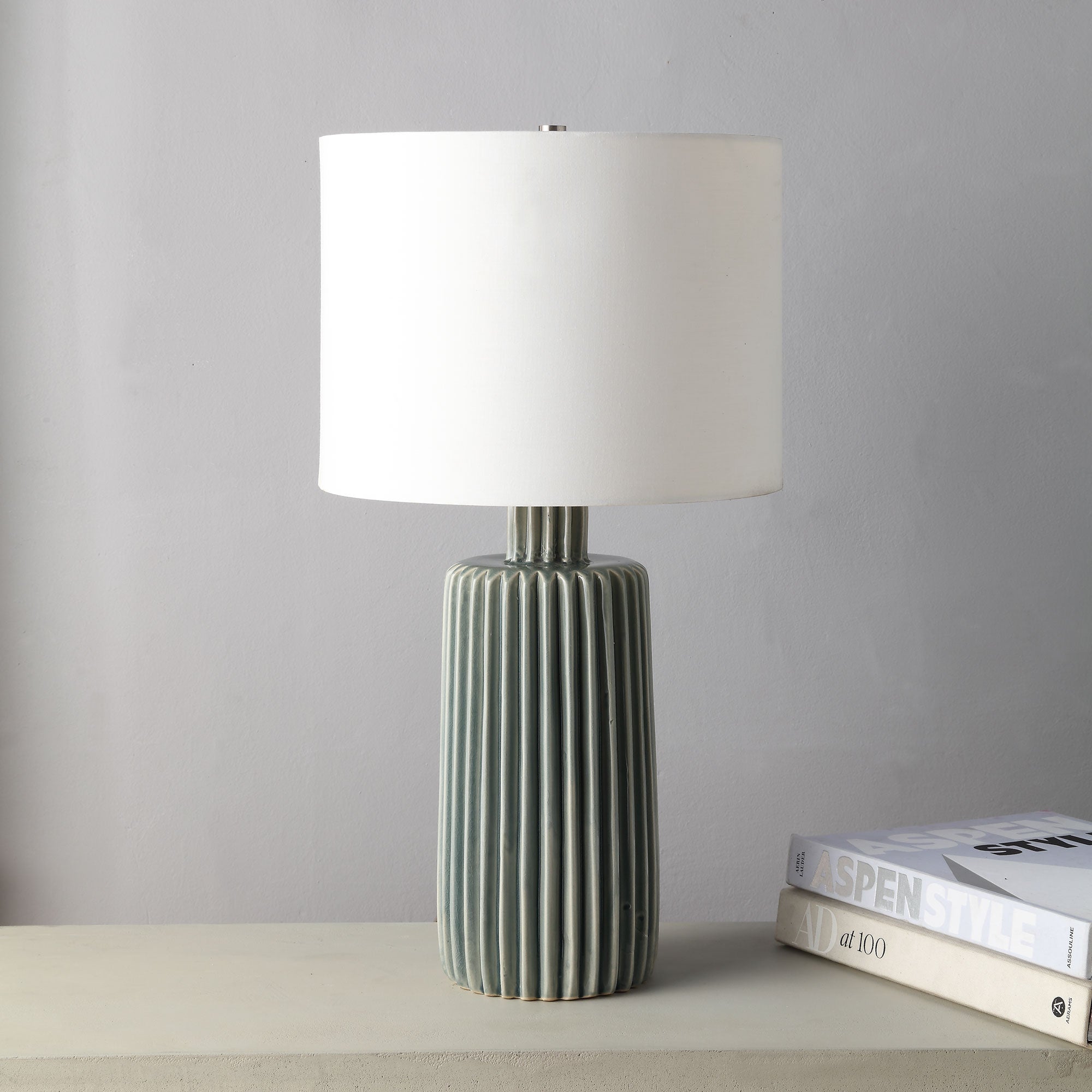 Roza 24.5" Olive Ceramic Table Lamp-Table Lamp-DECOROLALA