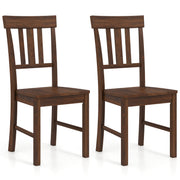 Rubber Wood Dining Chairs Set of 2 with High Slat Backrests-Brown-Dining Chairs-DECOROLALA