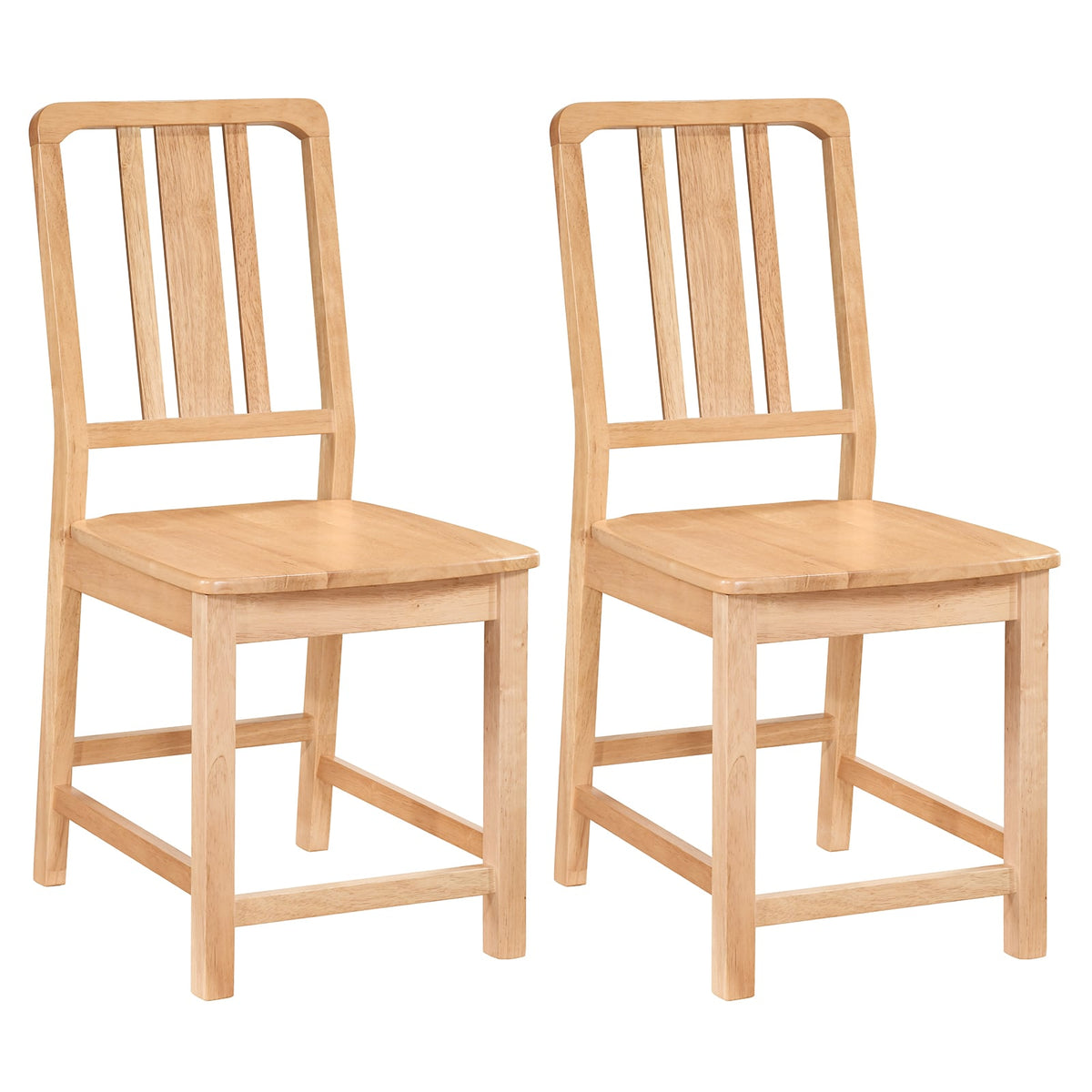 Rubber Wood Dining Chairs Set of 2 with Hollowed Backrest-Natural-Dining Chairs-DECOROLALA