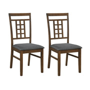 Rubber Wood Dining Chairs Set of 2 with Lattice Back-Brown-Dining Chairs-DECOROLALA