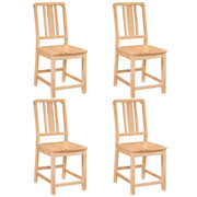 Rubber Wood Dining Chairs Set of 4 with Hollowed Backrest-Natural-Dining Chairs-DECOROLALA
