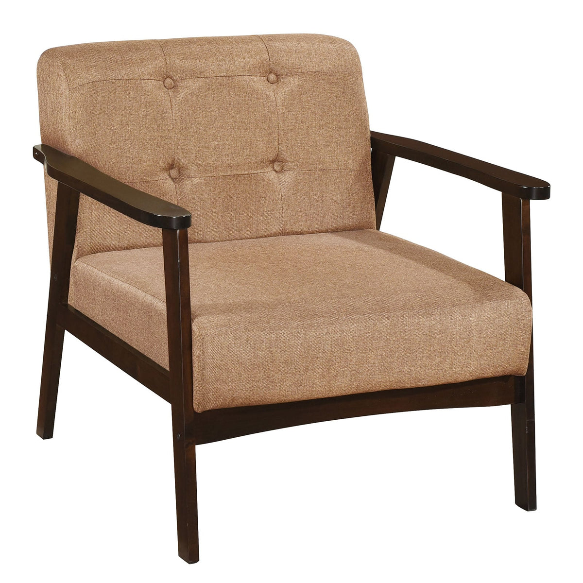 Rubber Wood Frame Accent Chair with Armrest for Living Room-Beige-Accent Chairs-DECOROLALA