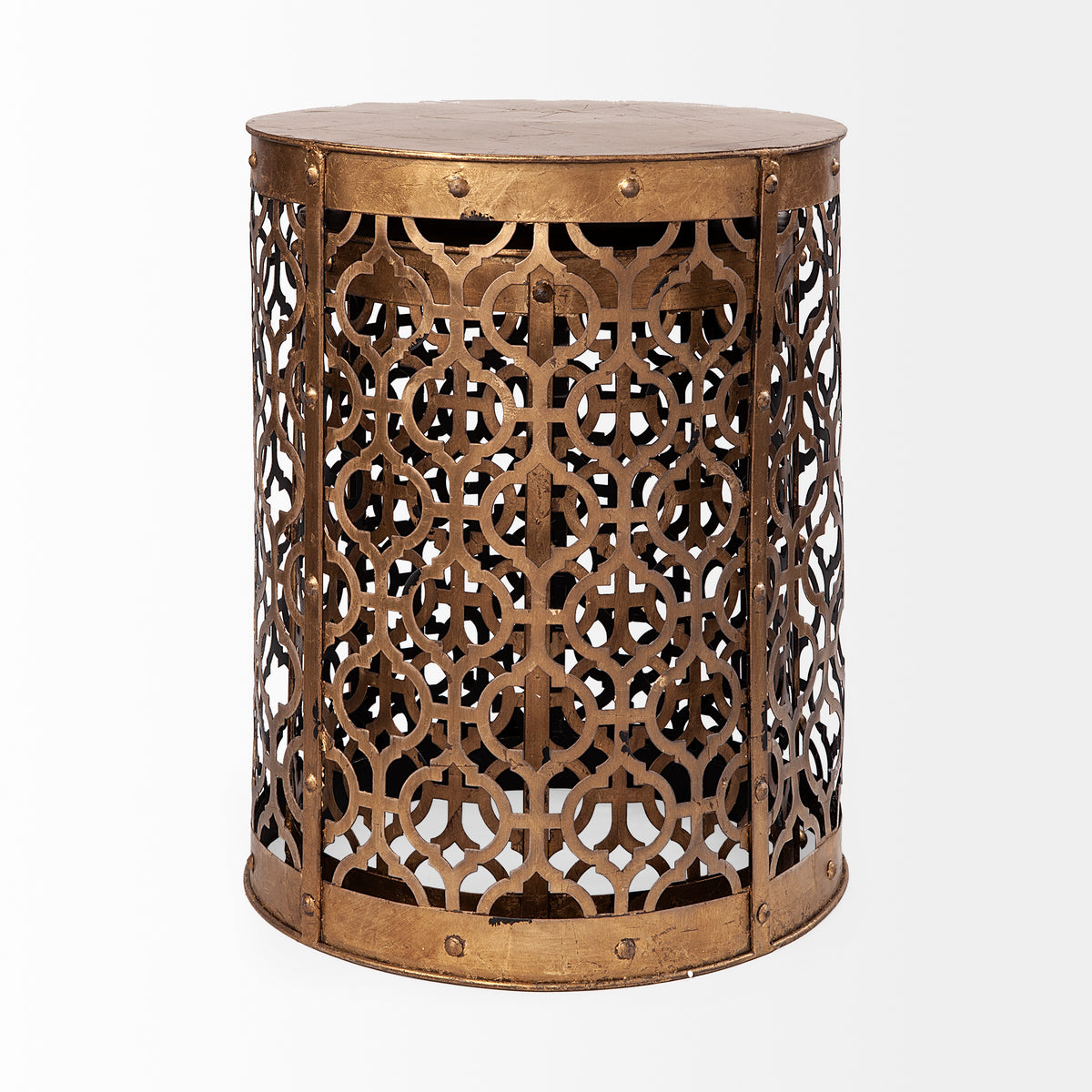 Rudebekia (Set of 2) 16L x 16W Gold Round Metal Accent Tables-Accent Tables-DECOROLALA