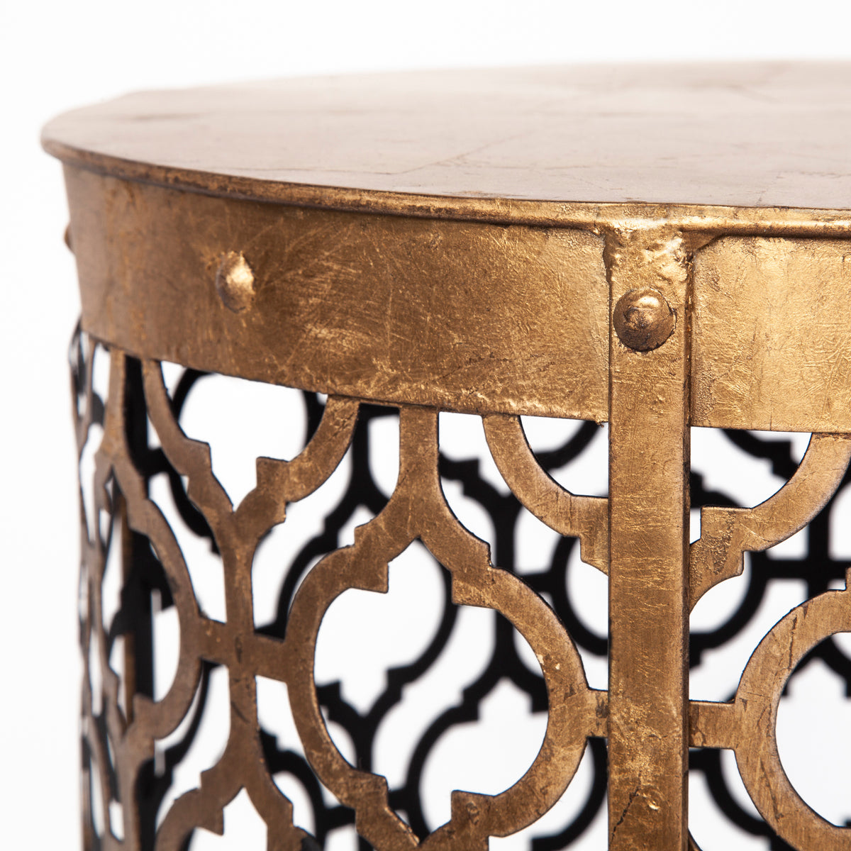 Rudebekia (Set of 2) 16L x 16W Gold Round Metal Accent Tables-Accent Tables-DECOROLALA