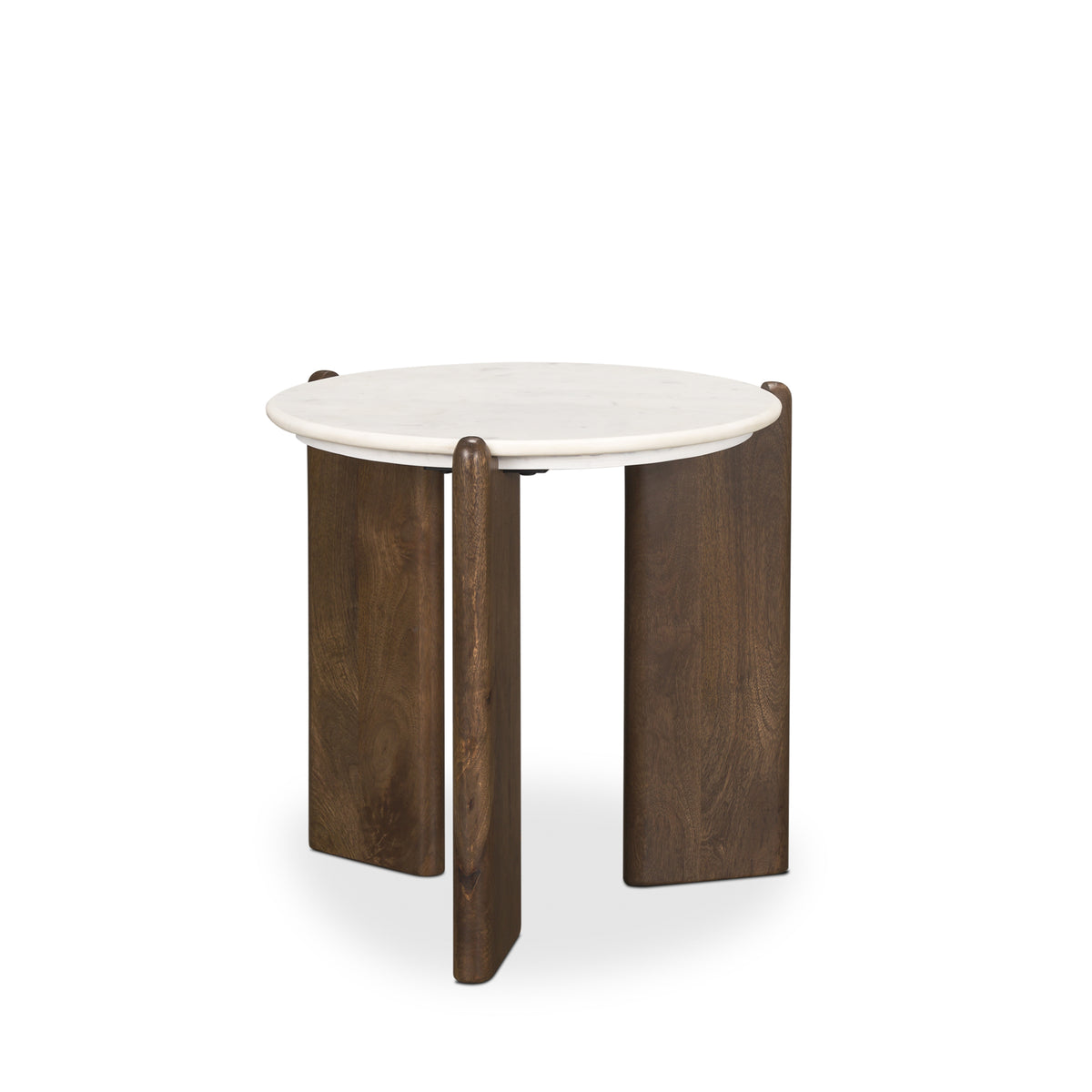 Rumer Dark Brown Wood and White Marble Side Table-Side Tables-DECOROLALA