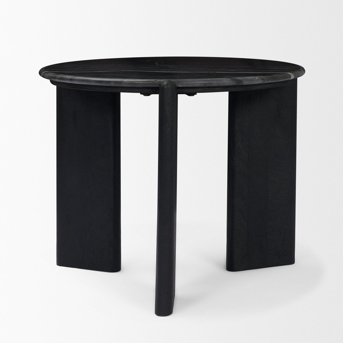 Rumer Dark Brown Wood w/ White Marble Side Table-End and Side Tables-DECOROLALA