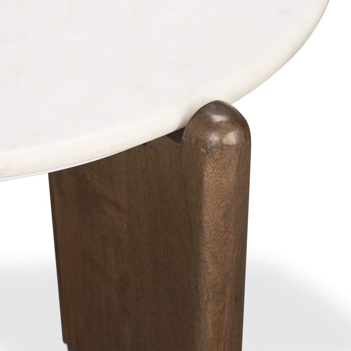 Rumer Dark Brown Wood w/ White Marble Side Table-End and Side Tables-DECOROLALA